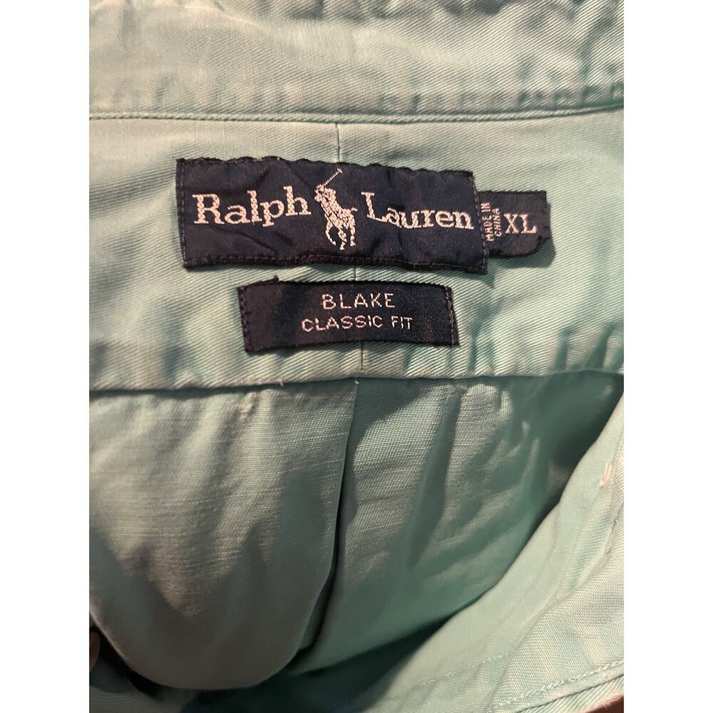 Ralph Lauren Blake Classic Button Front Shirt Mens XL Aqua Turquoise Pink Pony - Picture 3 of 14